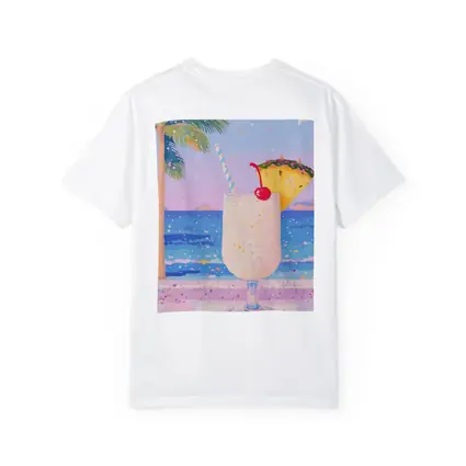 Tropical Pina Colada Cocktail Beach Pastel Art