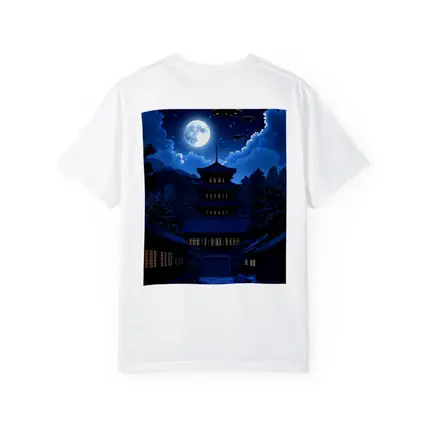 Pixel Art Pagoda Night Moon UFOs