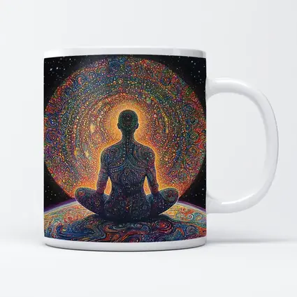 Meditating Figure Cosmic Psychedelic Universe Art