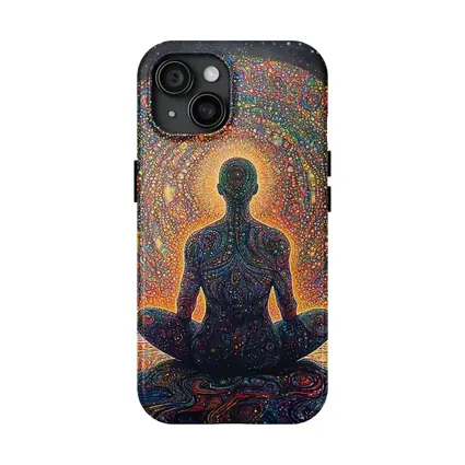 Meditating Figure Cosmic Psychedelic Universe Art