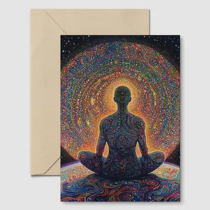 Meditating Figure Cosmic Psychedelic Universe Art