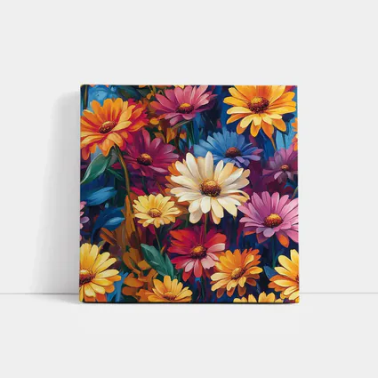 Colorful Daisy Flowers Oil Painting Art