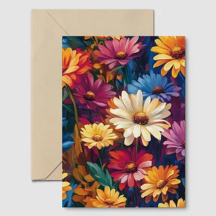 Colorful Daisy Flowers Oil Painting Art
