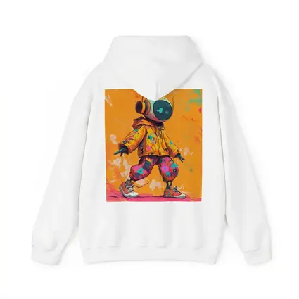 Robot DJ Streetwear Character Orange Background
