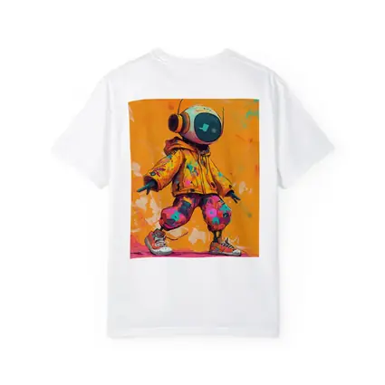 Robot DJ Streetwear Character Orange Background