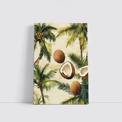 Tropical Coconut Palm Trees Botanical Illustration
