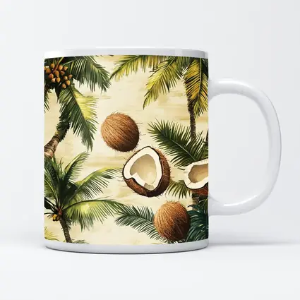 Tropical Coconut Palm Trees Botanical Illustration