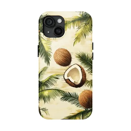 Tropical Coconut Palm Trees Botanical Illustration