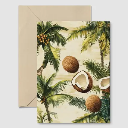 Tropical Coconut Palm Trees Botanical Illustration