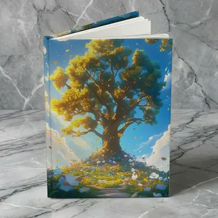 Golden Tree Blue Sky Floral Fantasy
