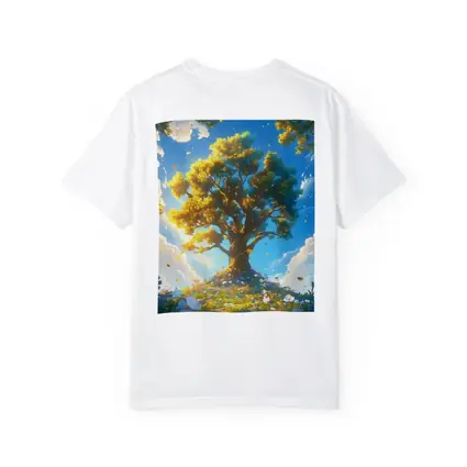 Golden Tree Blue Sky Floral Fantasy