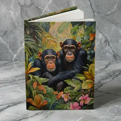 Two Chimpanzees Resting In Tropical Jungle