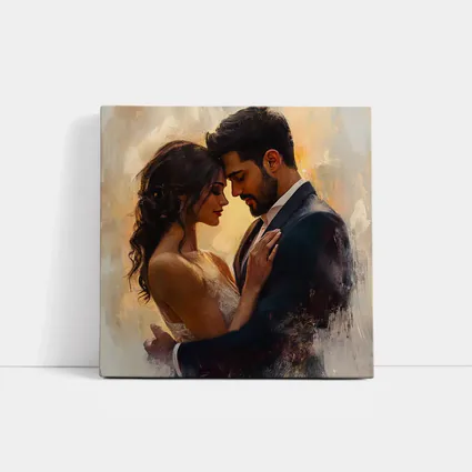 Romantic Couple Embrace Oil Painting Art