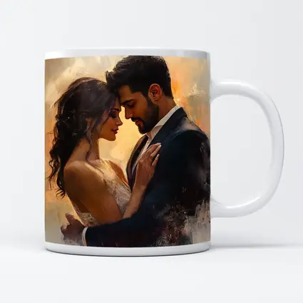 Romantic Couple Embrace Oil Painting Art