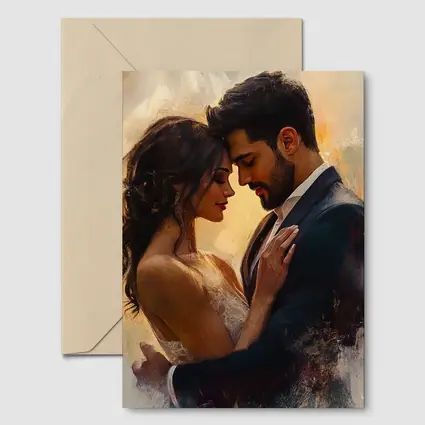 Romantic Couple Embrace Oil Painting Art