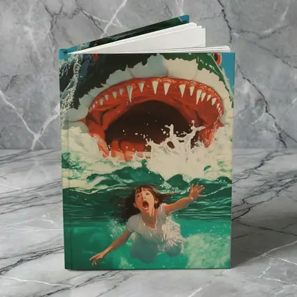 Giant Shark Attack Girl Ocean Waves Art