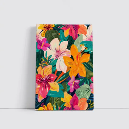 Tropical Flowers Illustration Bold Colorful Pattern