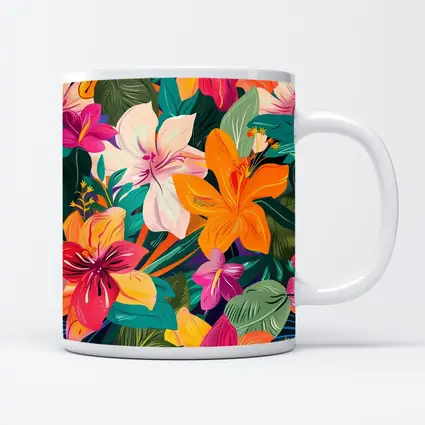Tropical Flowers Illustration Bold Colorful Pattern