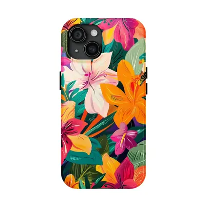 Tropical Flowers Illustration Bold Colorful Pattern