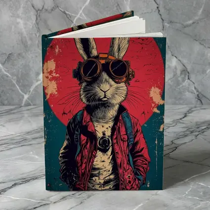 Cool Rabbit Steampunk Goggles Red Circle Background
