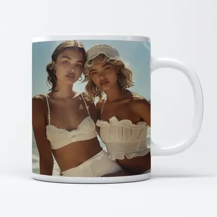 Two Women White Outfits Beach Summer