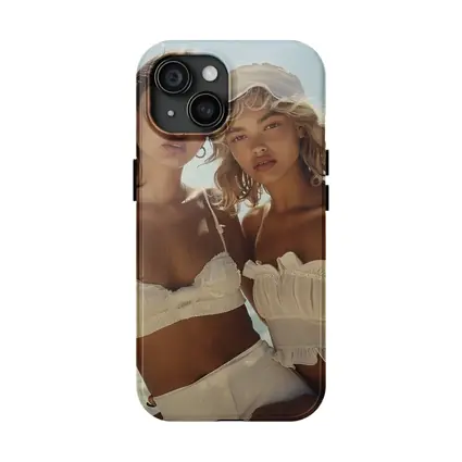 Two Women White Outfits Beach Summer