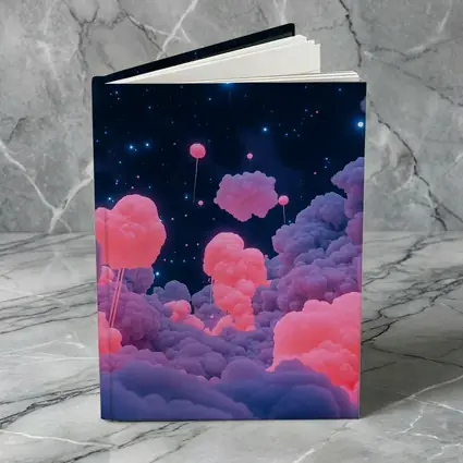 Pink Glowing Clouds Starry Night Sky
