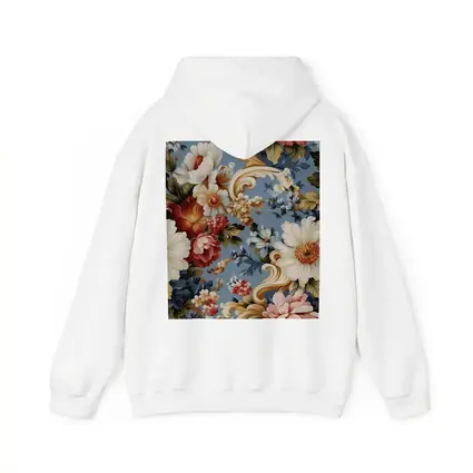 Baroque Floral Pattern on Dusty Blue