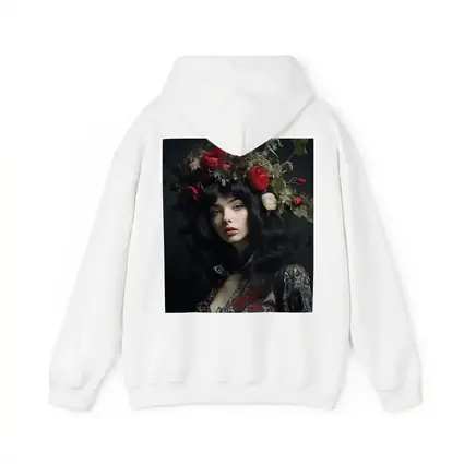 Dark Woman Portrait Red Floral Crown