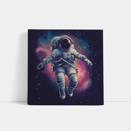 Astronaut Floating In Colorful Galaxy Nebula