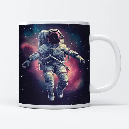 Astronaut Floating In Colorful Galaxy Nebula