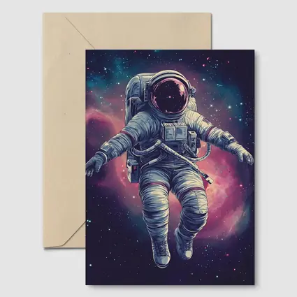 Astronaut Floating In Colorful Galaxy Nebula