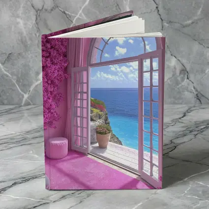 Pink Room Arched Window Ocean View