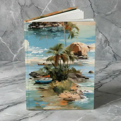 Tropical Island Sailboat Painting Blue Ocean