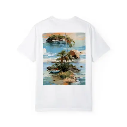 Tropical Island Sailboat Painting Blue Ocean