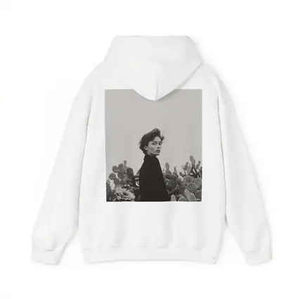 Woman Among Cactus Black White Portrait