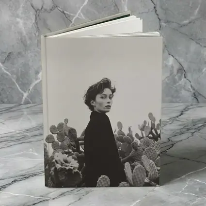 Woman Among Cactus Black White Portrait