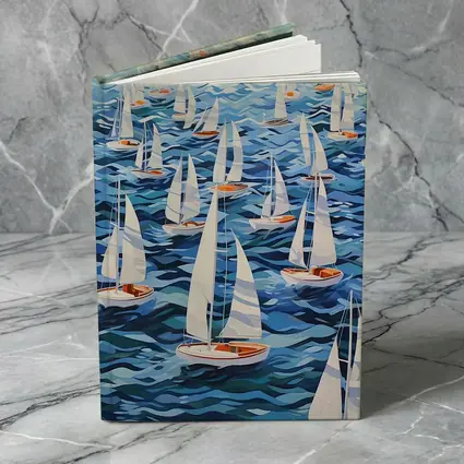 Sailboats Racing Blue Ocean Waves Art