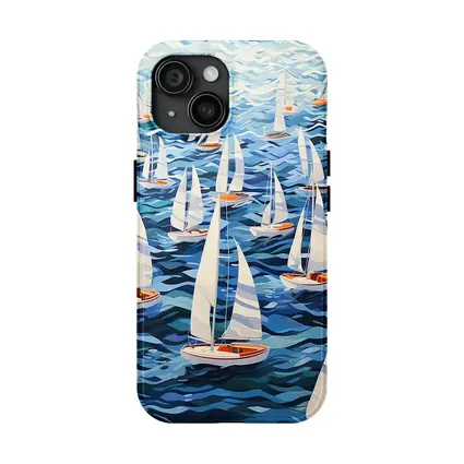 Sailboats Racing Blue Ocean Waves Art