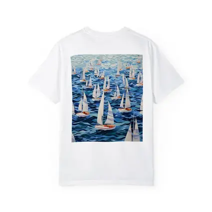 Sailboats Racing Blue Ocean Waves Art