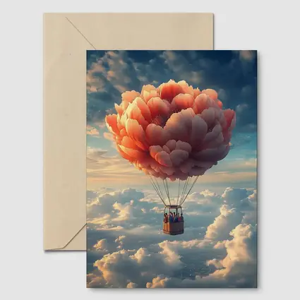 Peony Hot Air Balloon Above Clouds