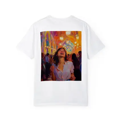 Joyful Woman Laughing Oil Painting Crowd