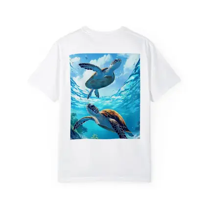 Two Sea Turtles Swimming Tropical Ocean Waters
