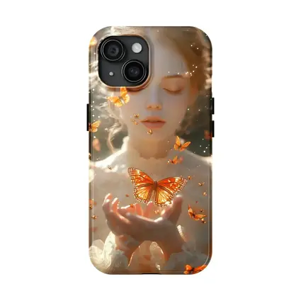Girl Holding Butterfly Golden Light Fantasy