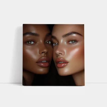 Two Women Close Up Beauty Portrait