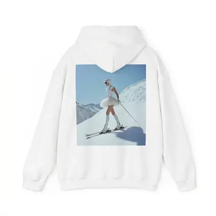 Ballet Skier Woman on Snowy Mountain