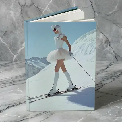 Ballet Skier Woman on Snowy Mountain