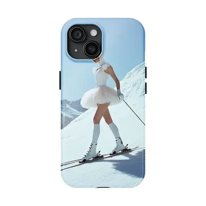 Ballet Skier Woman on Snowy Mountain