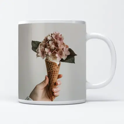 Hydrangea Flowers in Waffle Cone Hand