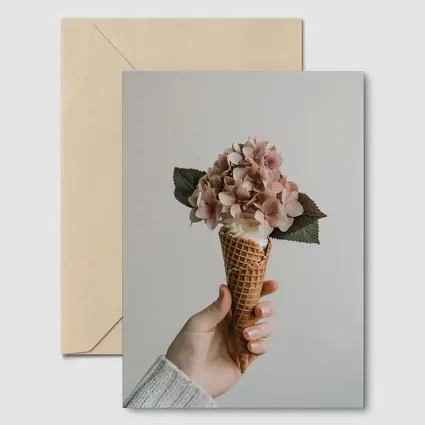 Hydrangea Flowers in Waffle Cone Hand